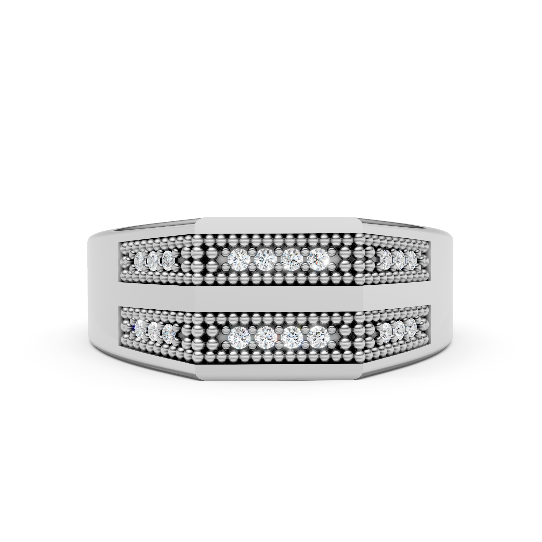 925 Sterling Silver Double Line Moissanite Diamond Ring