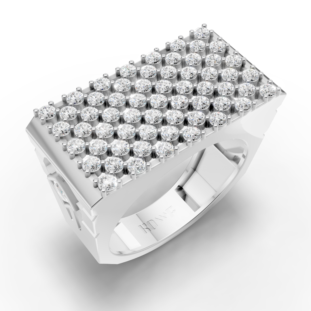 925 Sterling Silver Square Cluster Moissanite Diamon Ring