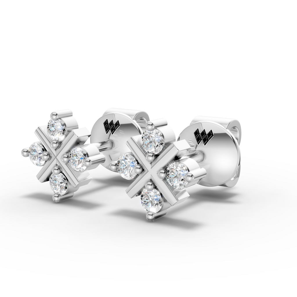 Sparkling Cross Cluster Stud Earrings (1 Pair)