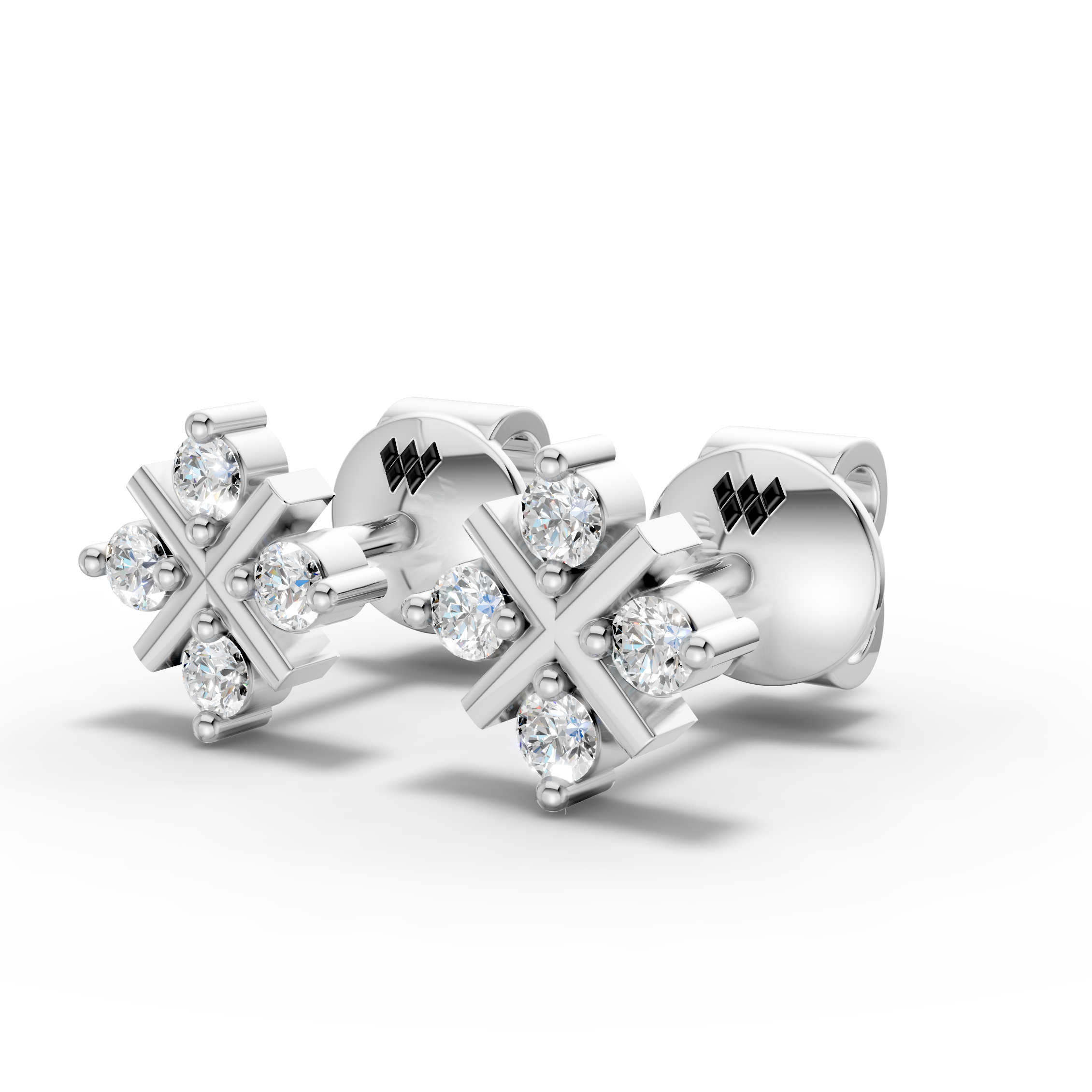 925 Sterling Silver Sparkling Cross Cluster Stud Earrings