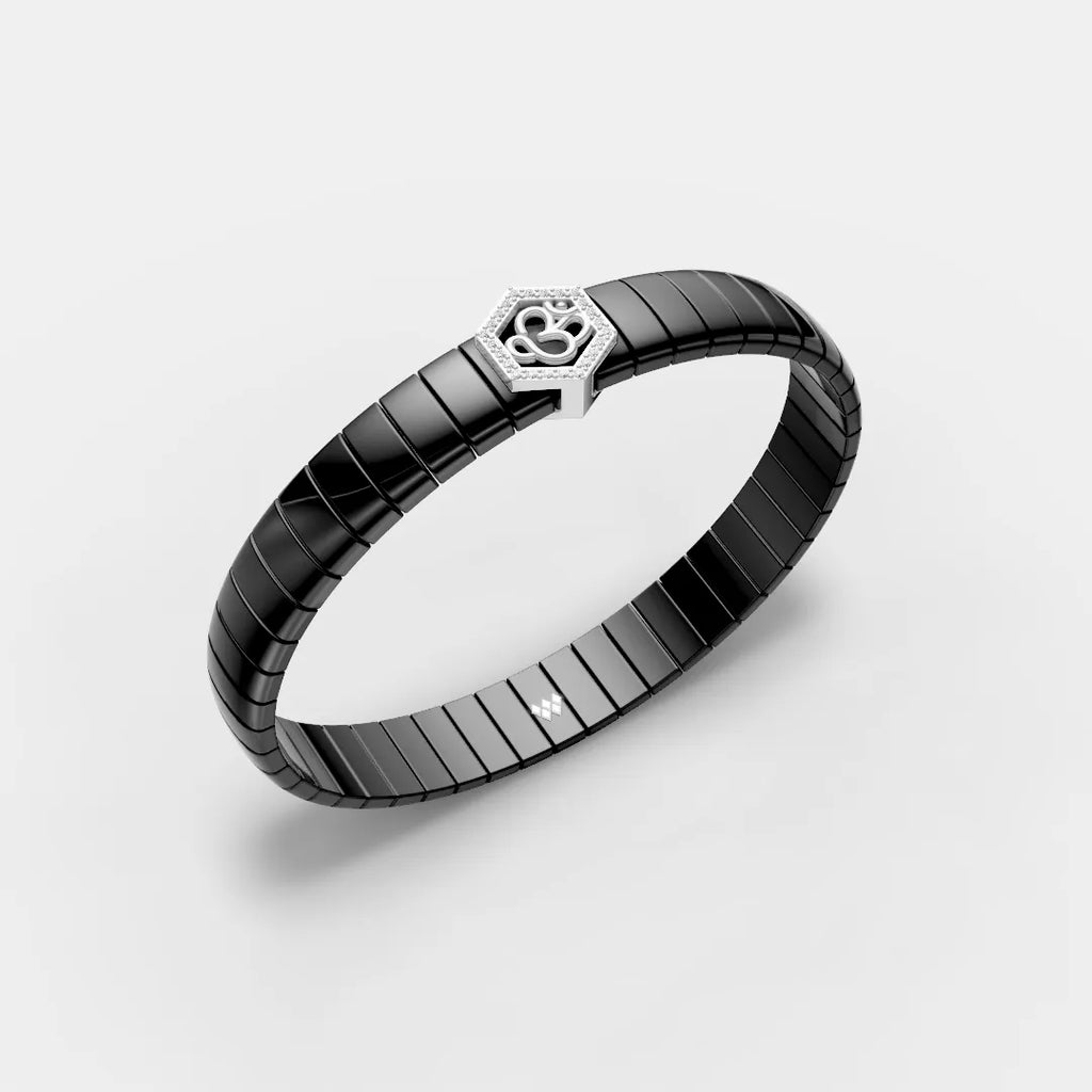 Hexagon OM Bracelet – Spiritual Sparkle with Modern Elegance
