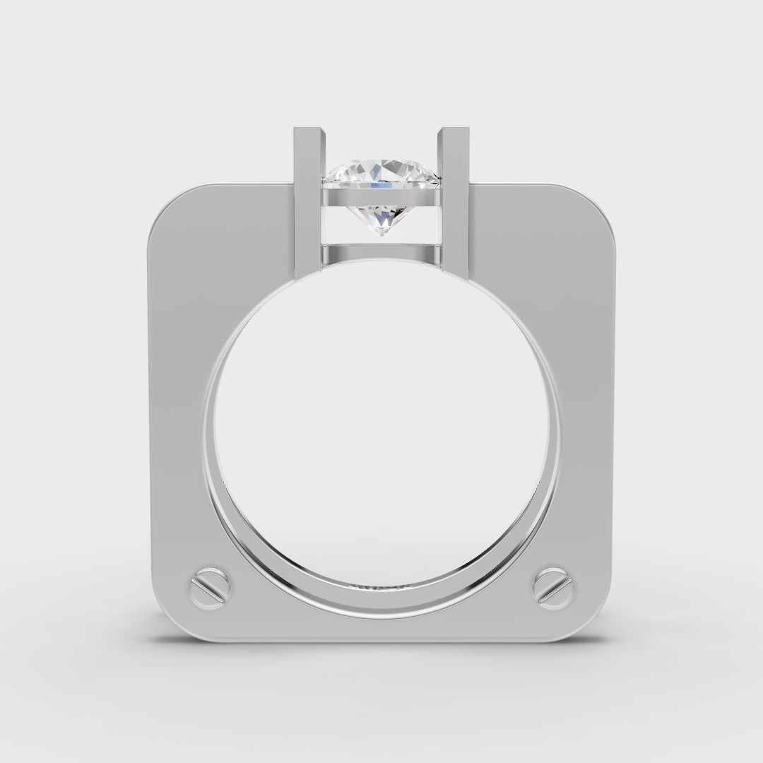 Modern Square Solitaire Ring