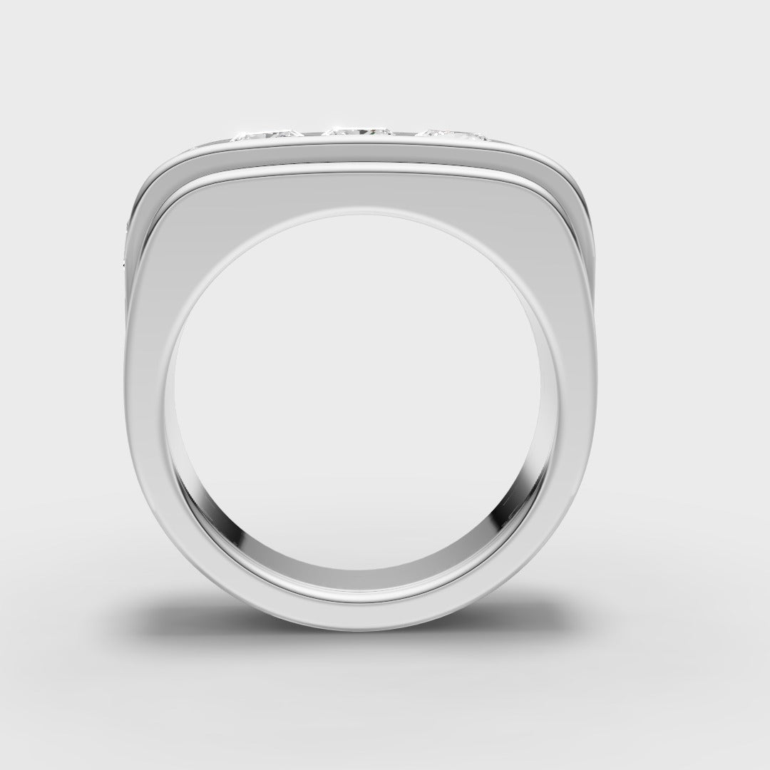 925 Sterling Silver Moissanite Diamond Princess-Cut Band Ring