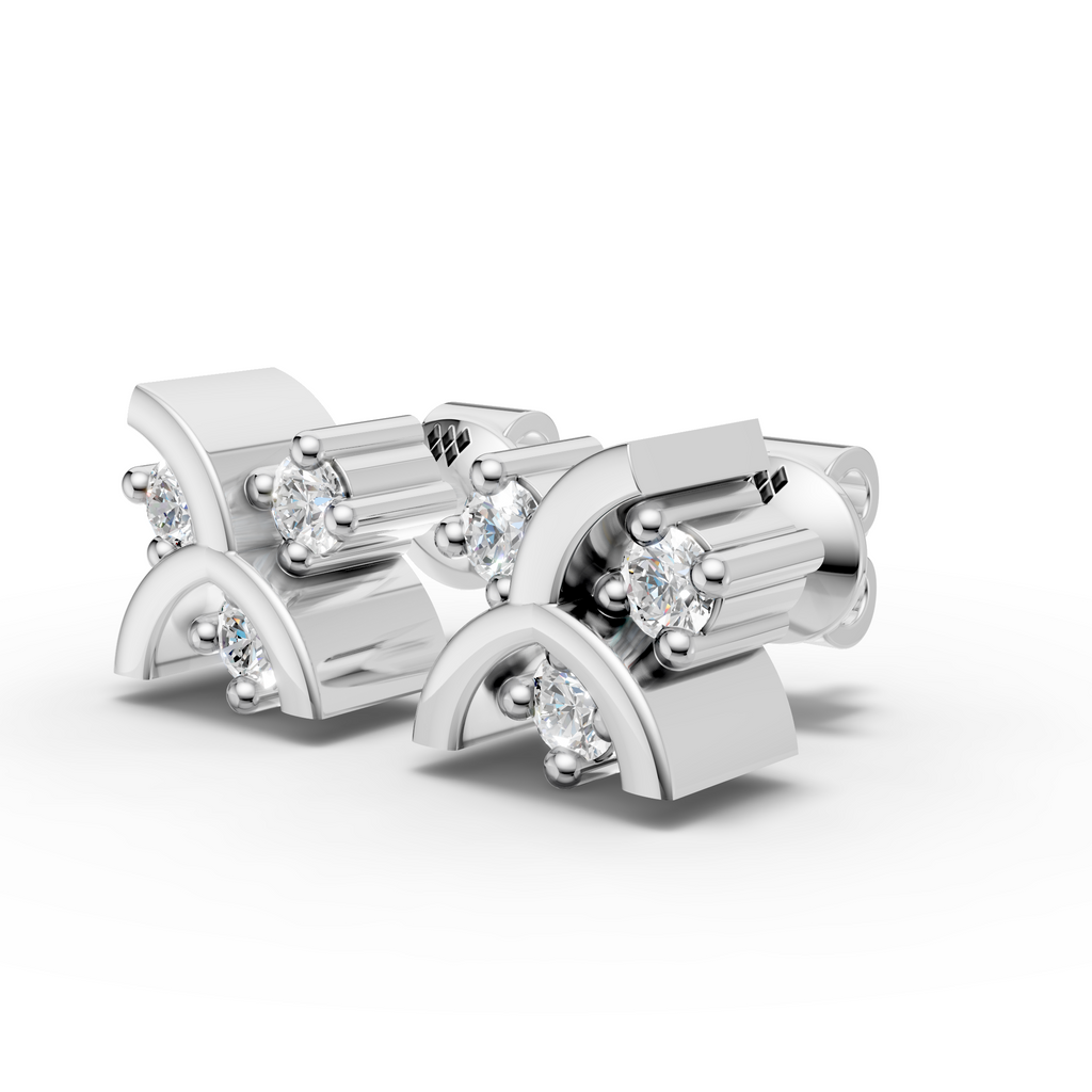 Curved Arc Cluster Stud Earrings (1 Pair)