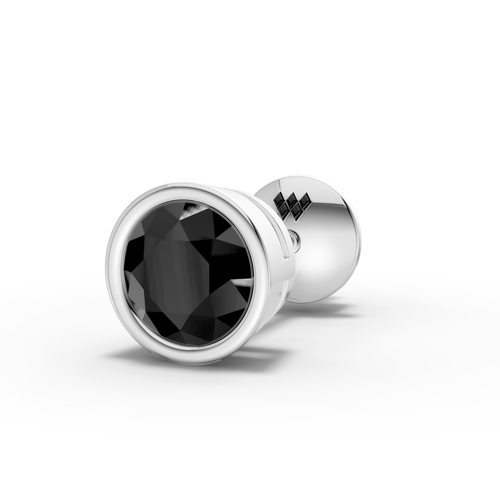 Round Black Bezel Stud ( 1 PC)