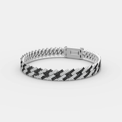 10MM Iced Black & White Cuban Bracelet