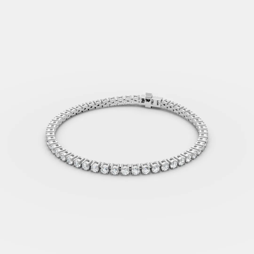 3 MM 925 Sterling Silver Round Shaped Moissanite Diamond Tennis Bracelet
