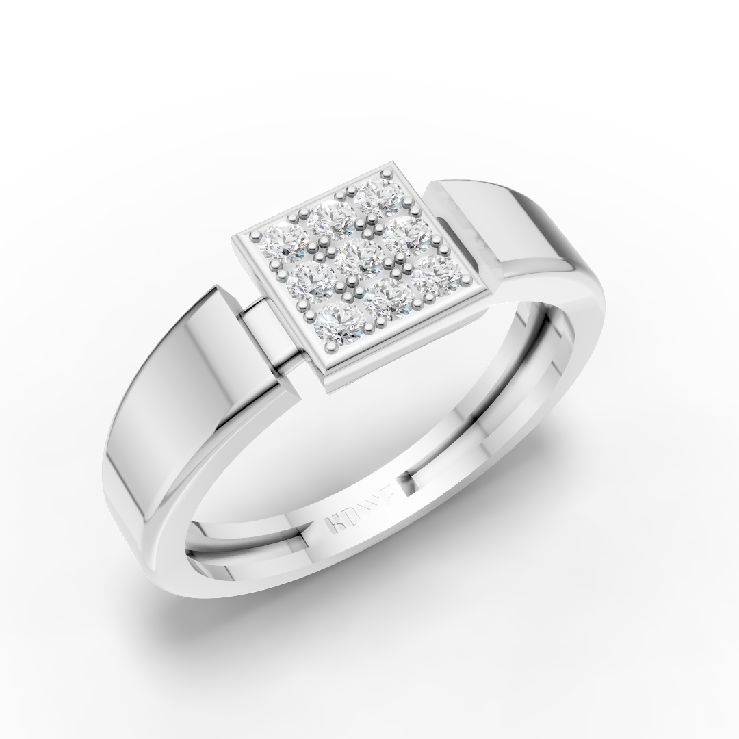 925 Sterling Square Cluster Moissanite Diamond Ring