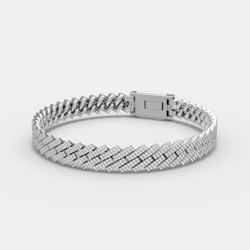 10MM Iced Full White Cuban Bracelet