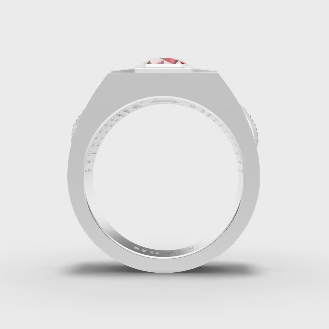 925 Silver Brilliance with Blood-Red Center Stone Ring