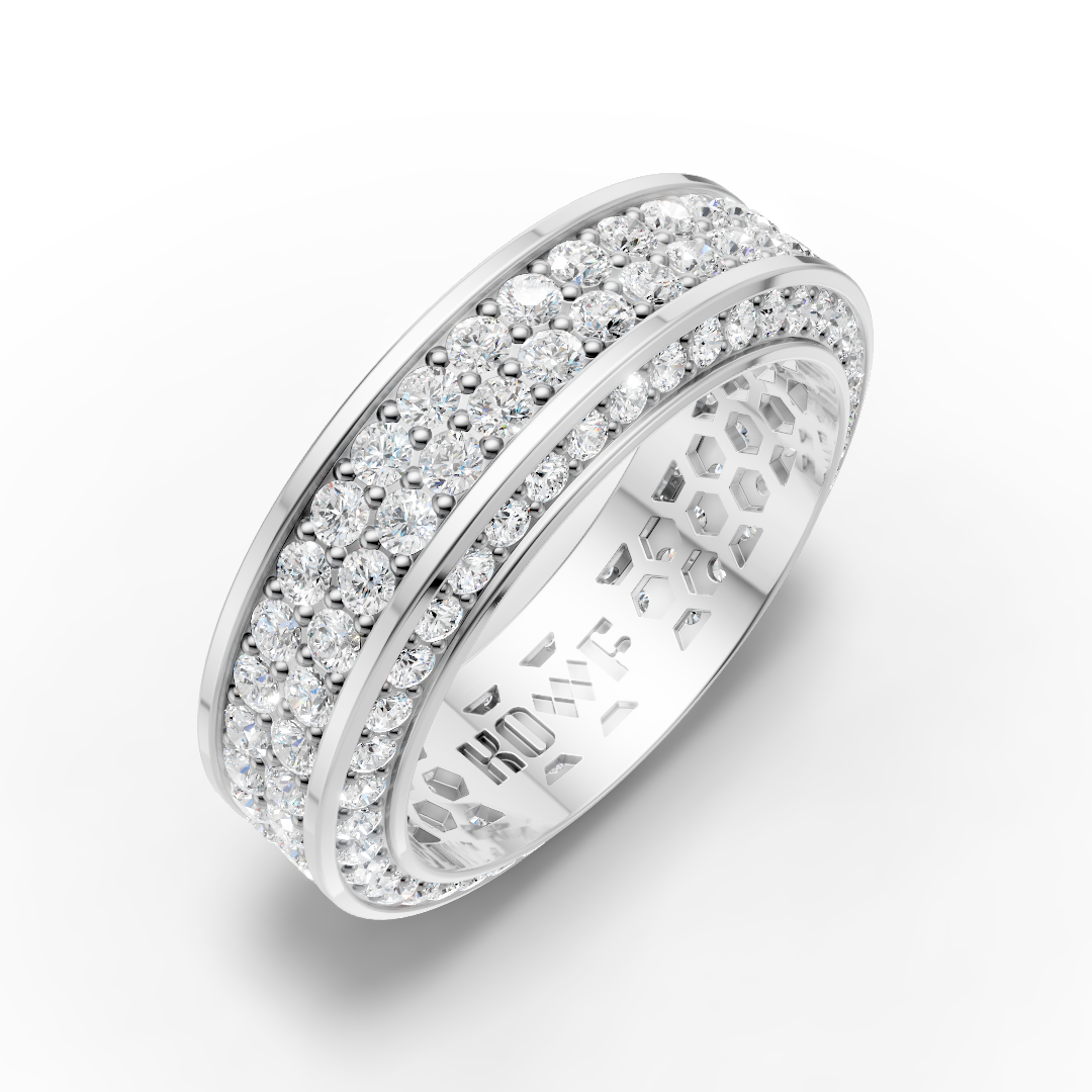 925 Sterling Silver Multi-Row Sparkle Moissanite Diamond Ring
