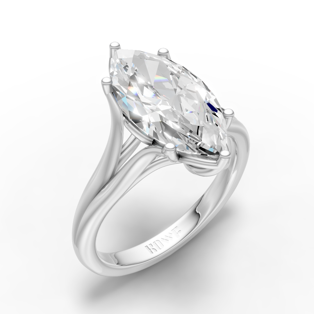 925 Sterling Silver Moissanite Diamond Marquise Solitaire  Ring