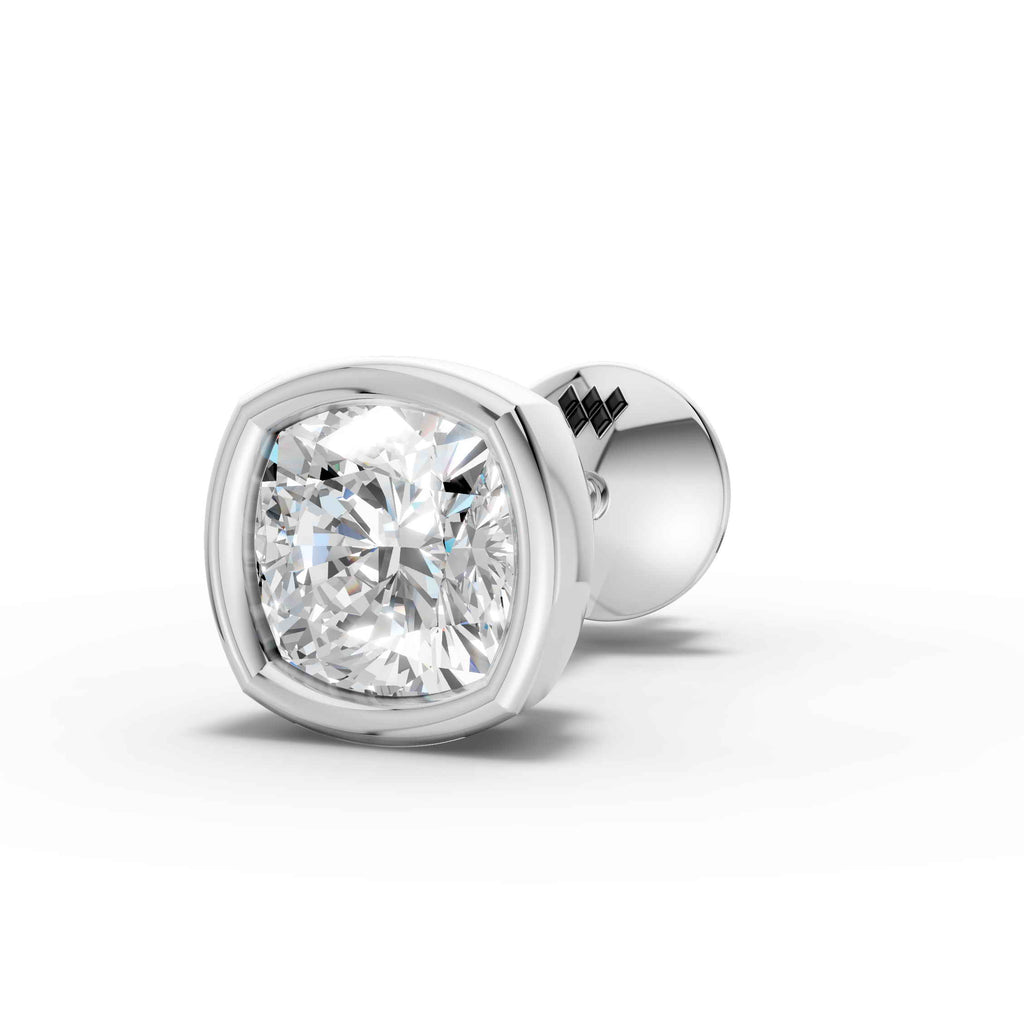 Cushion Square Shaped Bezel Setting Earring ( 1 PC)