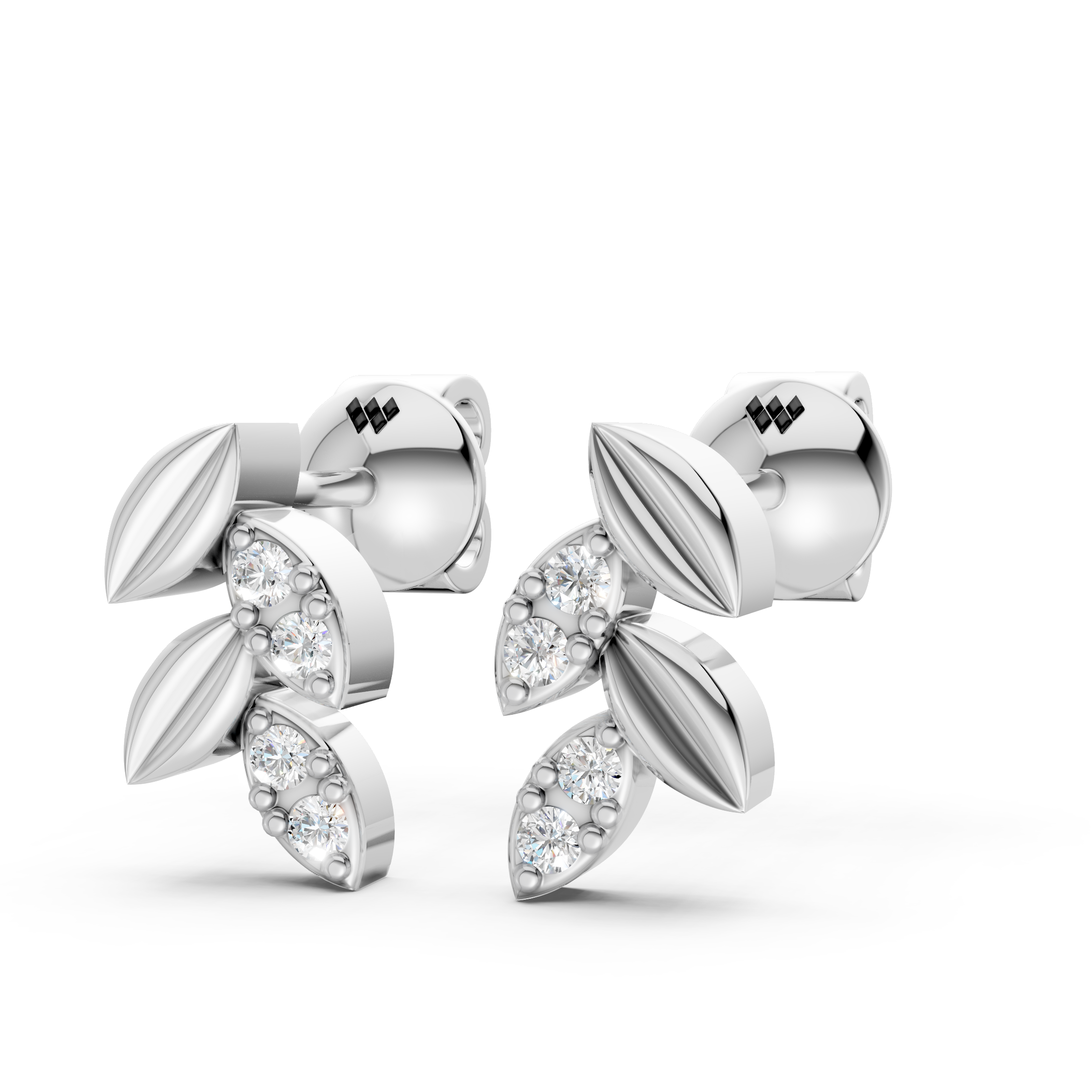 925 Sterling Silver Leaf Drop Diamond Accent Earrings