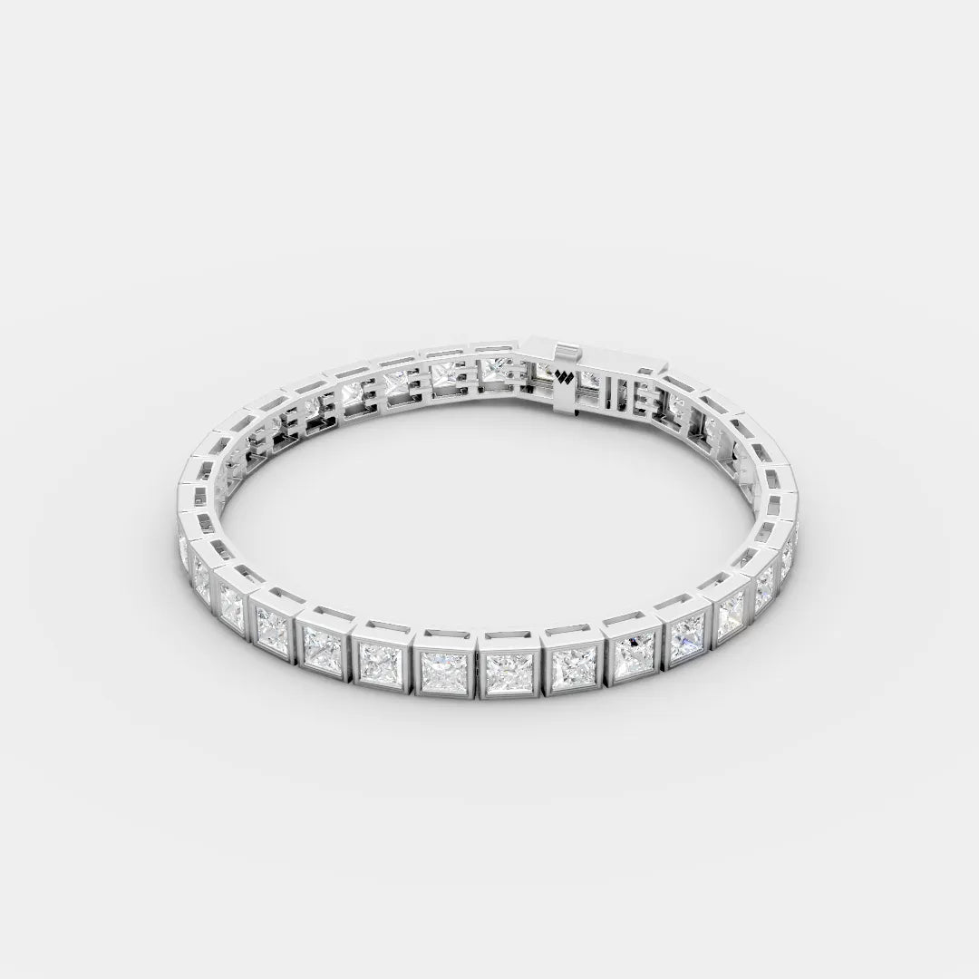 0.50 CT 925 Sterling Silver Princess Shaped Moissanite Diamond Tennis Bracelet