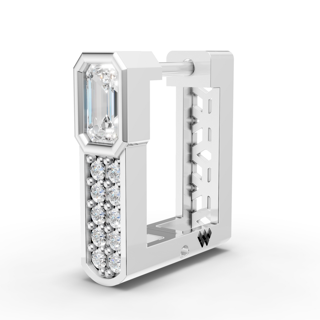 Emerald Cut Bali Earring (1 PC)