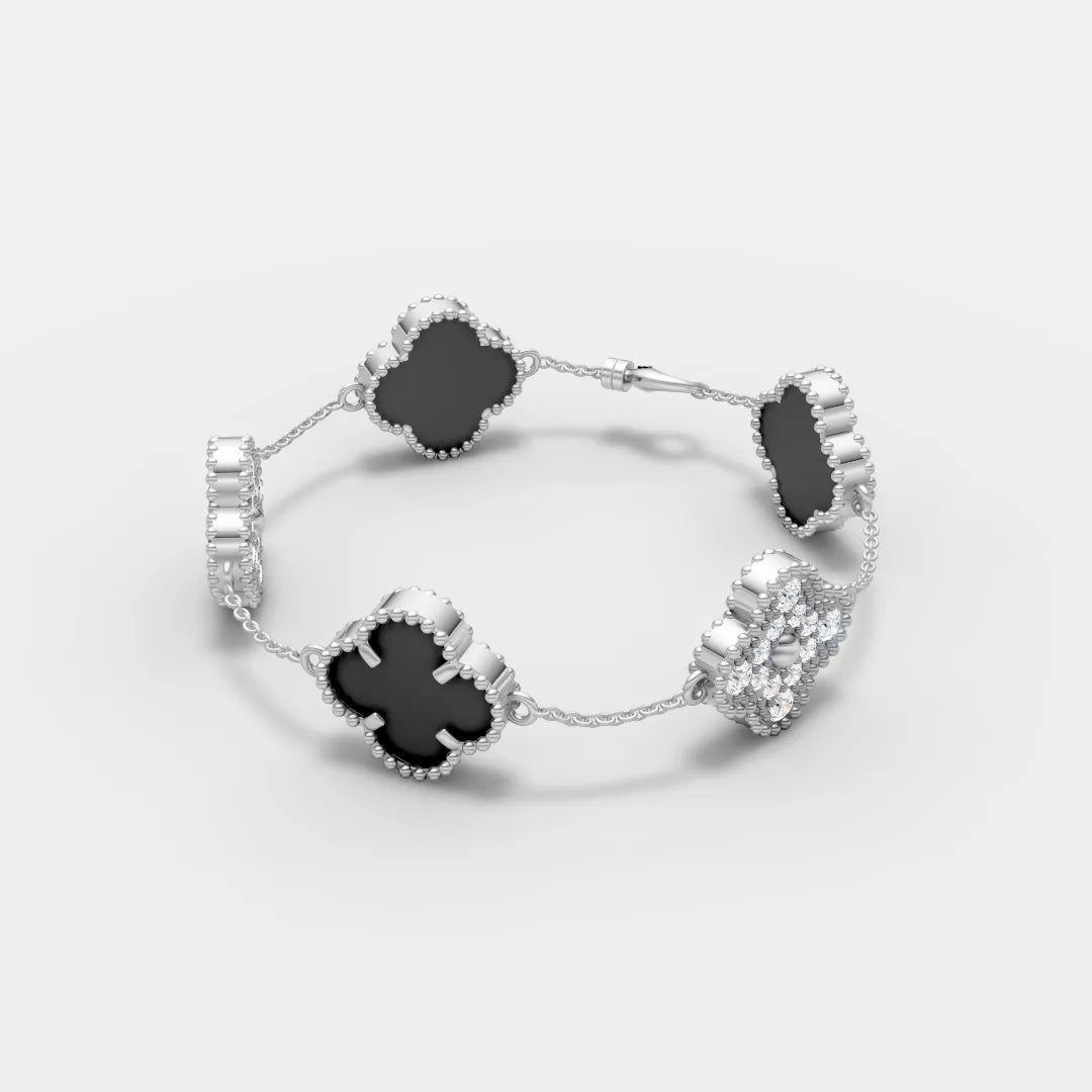Black Malachite Flower Bracelet – Nature-Inspired Elegance