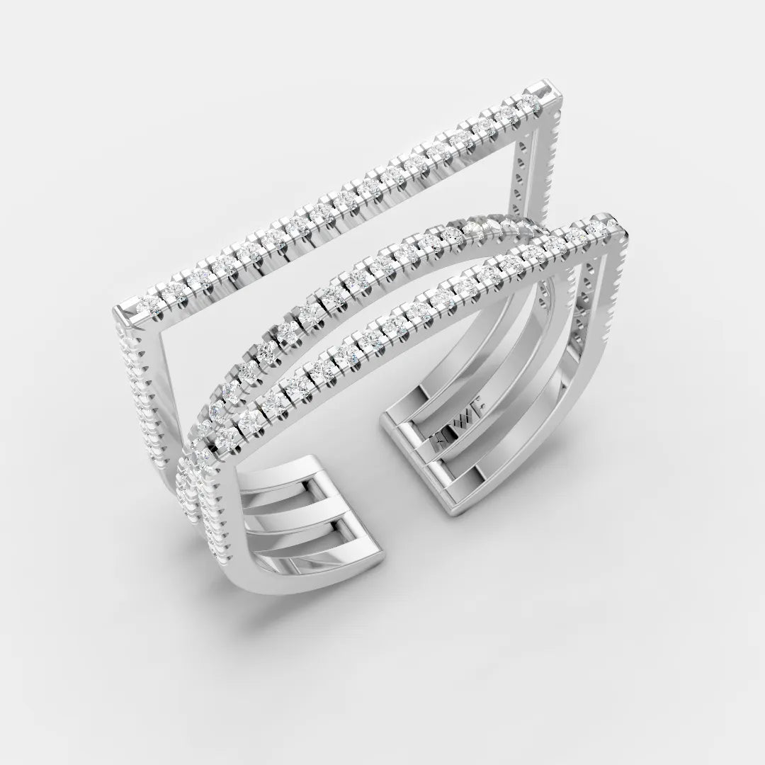 925 Sterling Silver Designer Moissanite Diamond Ring