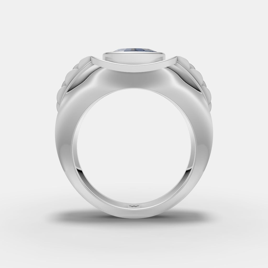 Silver Ring with Blue CZ Diamond