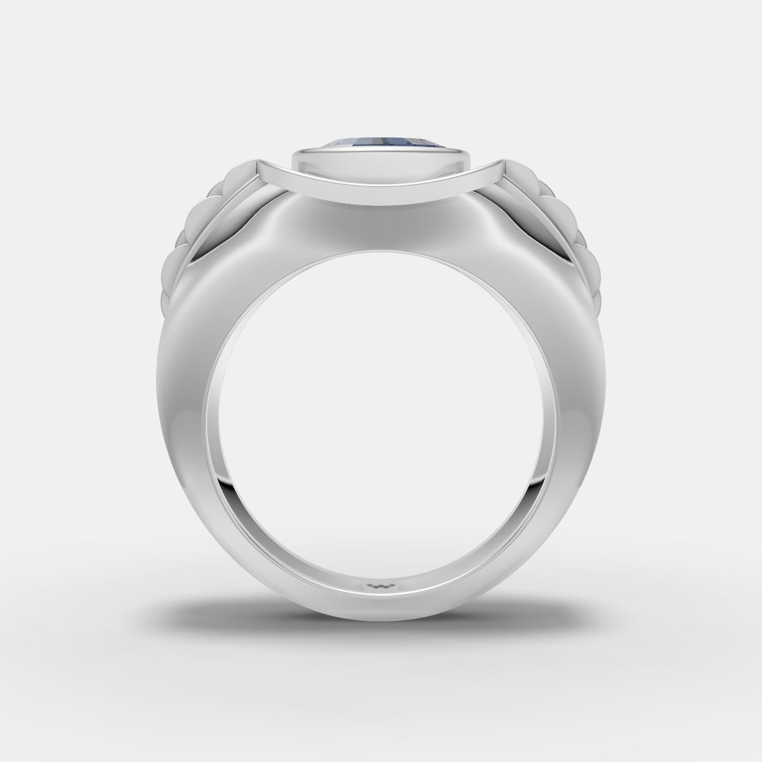 Silver Ring with Blue CZ Diamond