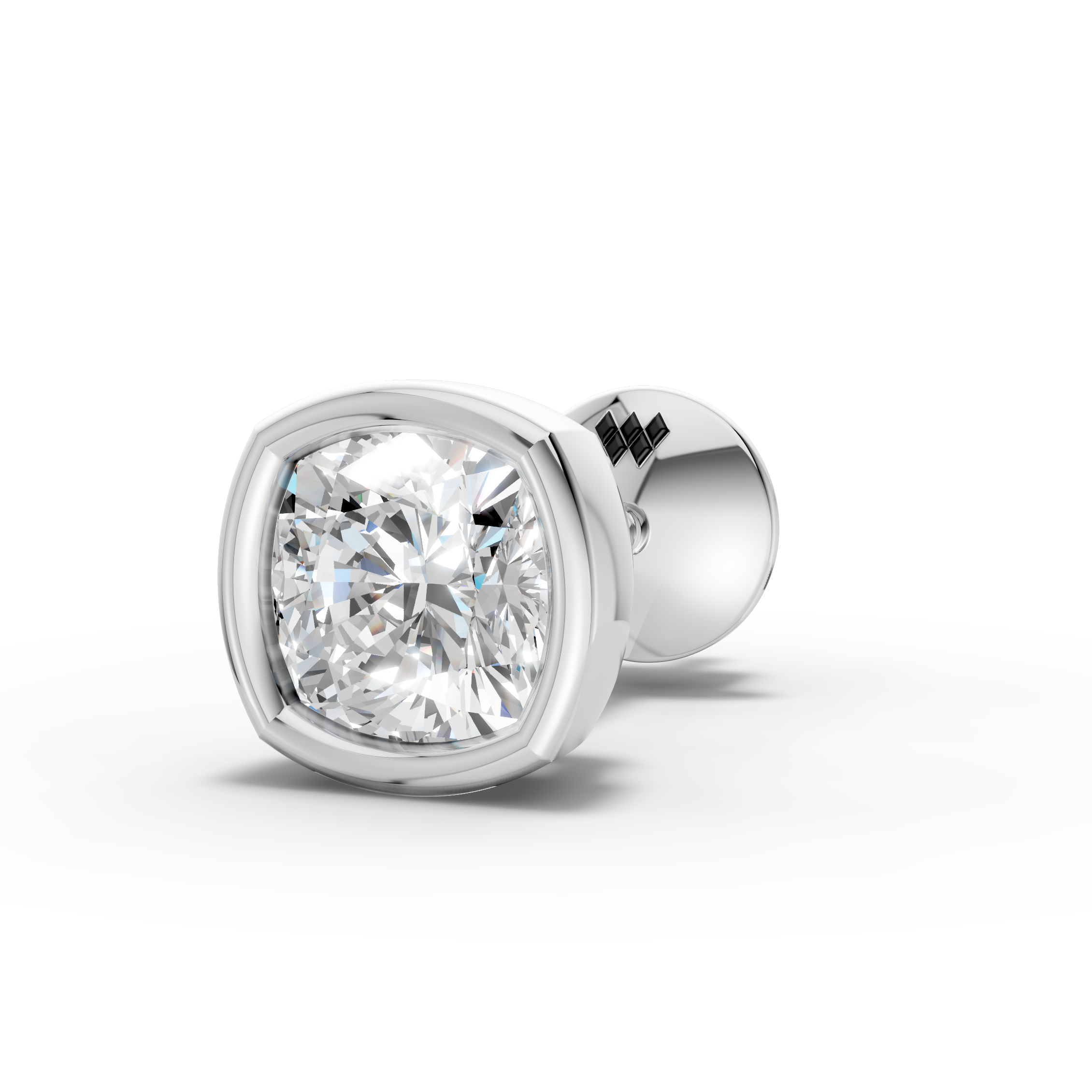 Cushion Square Shaped Bezel Setting Earring ( 1 PC)