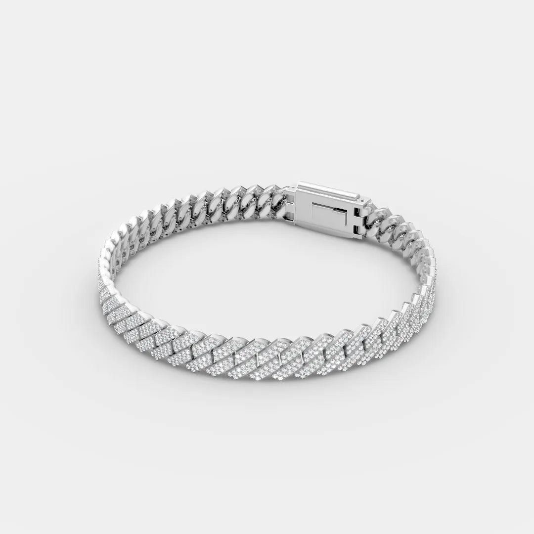 10MM 925 Silver White Cuban Bracelet With Moissanite Diamond