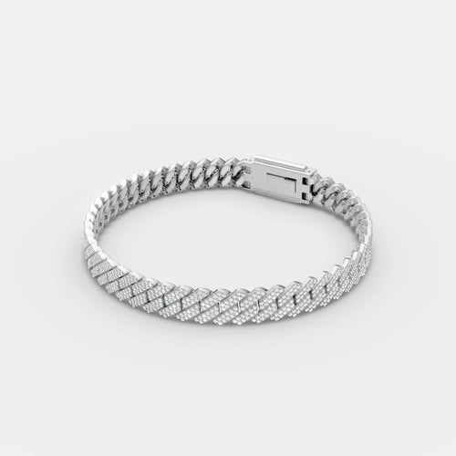 10MM White Cuban Bracelet With