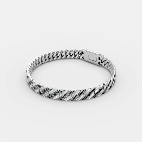 10MM Black & White Cuban Bracelet