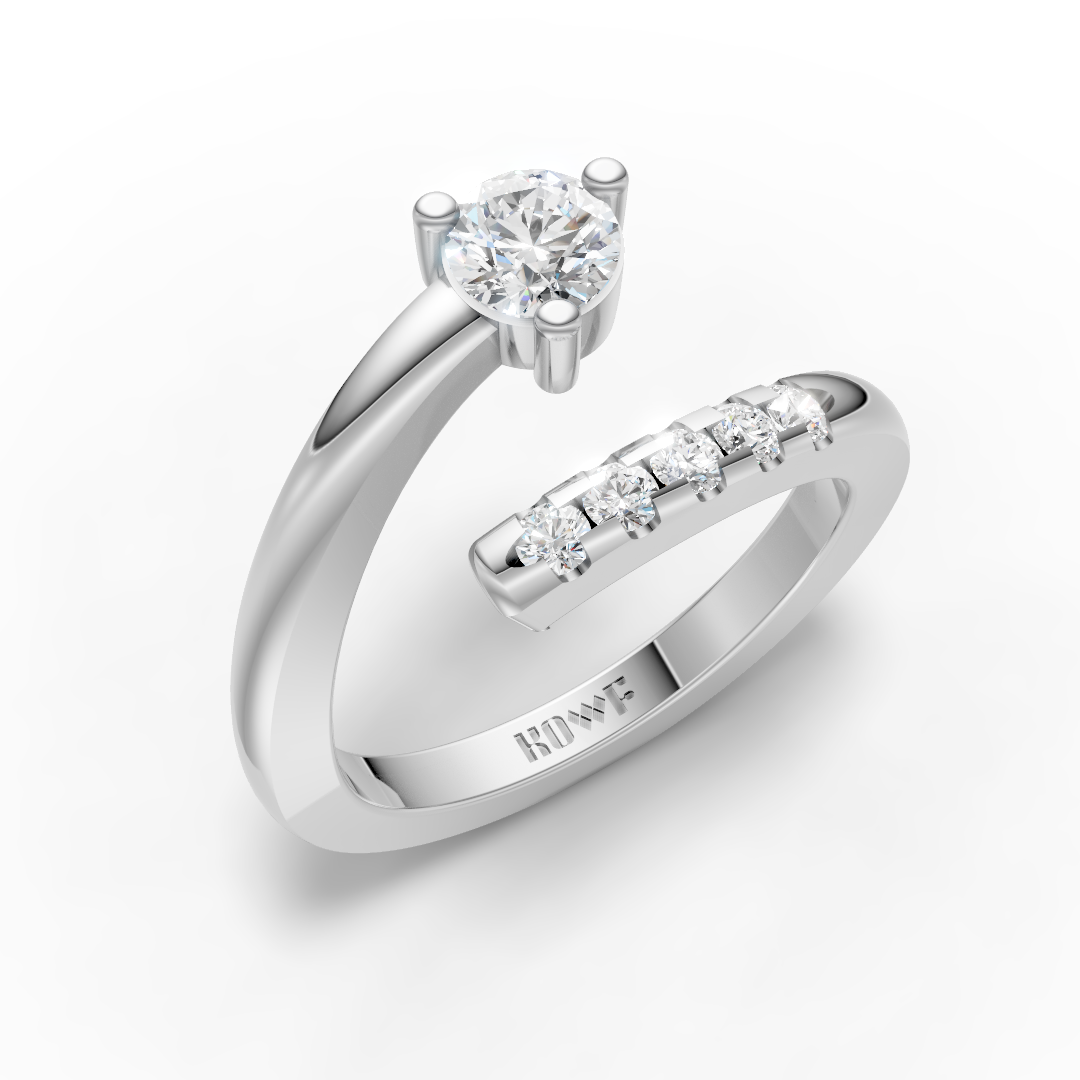 925 Sterling Silver Open Solitaire Moissanite Diamond Ring