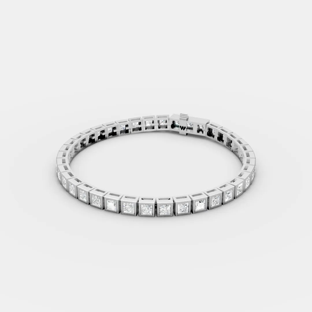 0.25 CT 925 Sterling Silver Princess Shaped Moissanite Diamond Tennis Bracelet