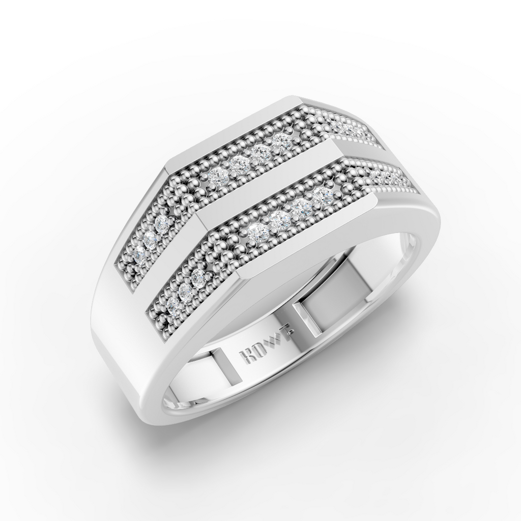 925 Sterling Silver Double Line Moissanite Diamond Ring