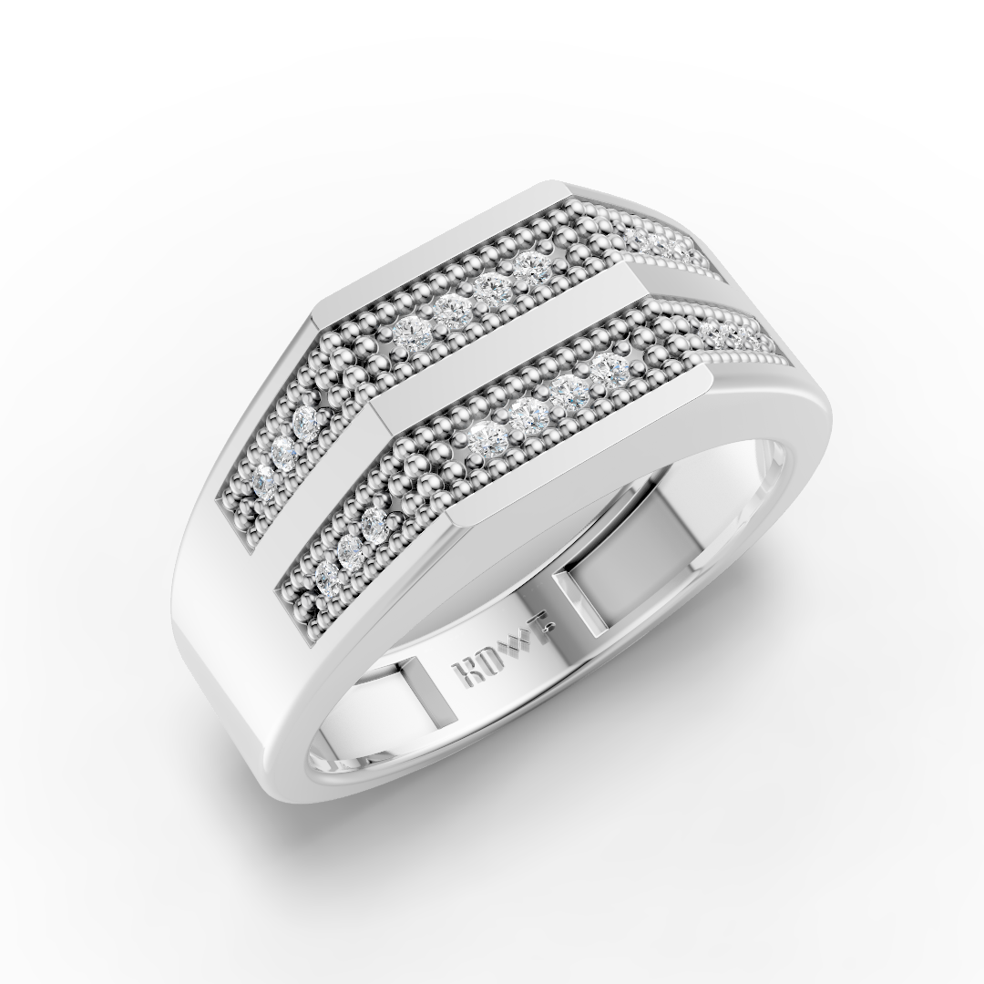 925 Sterling Silver Double Line Moissanite Diamond Ring