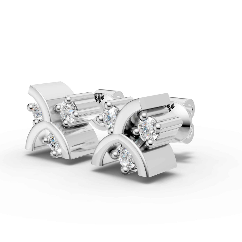 Curved Arc Cluster Stud Earrings (1 Pair)