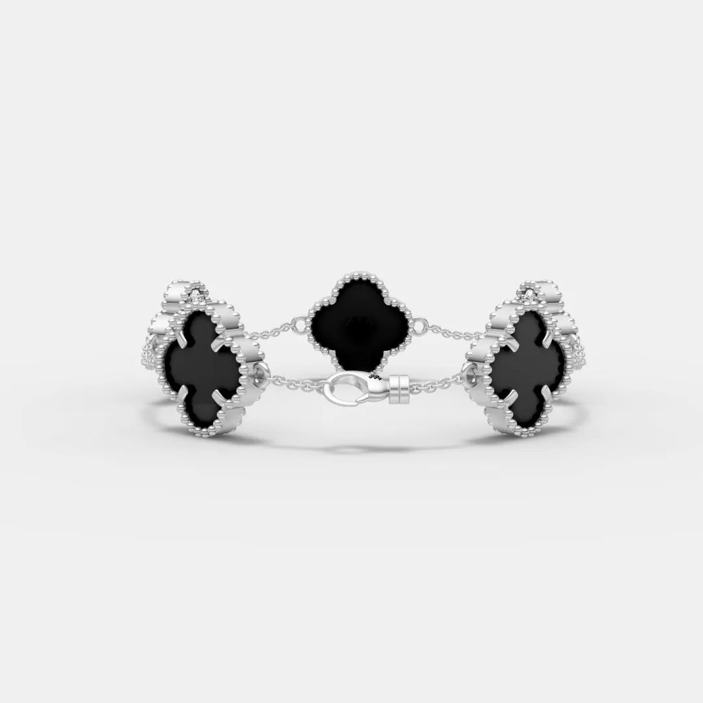 Black Malachite Flower Bracelet – Nature-Inspired Elegance