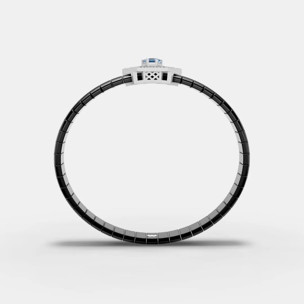 Black and White Hexagon-Shaped Moissanite Diamond Bracelet