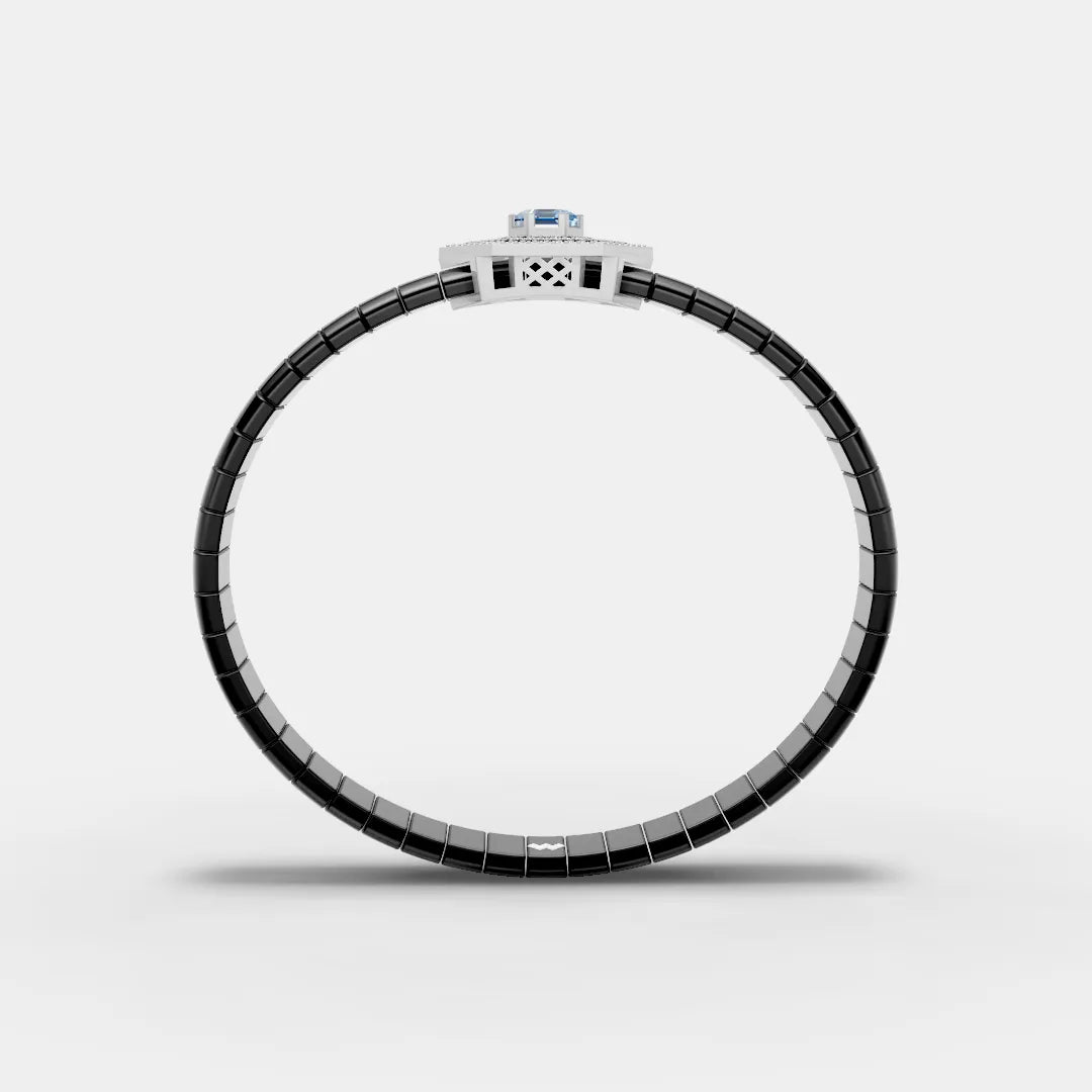 Black and White Hexagon-Shaped Moissanite Diamond Bracelet