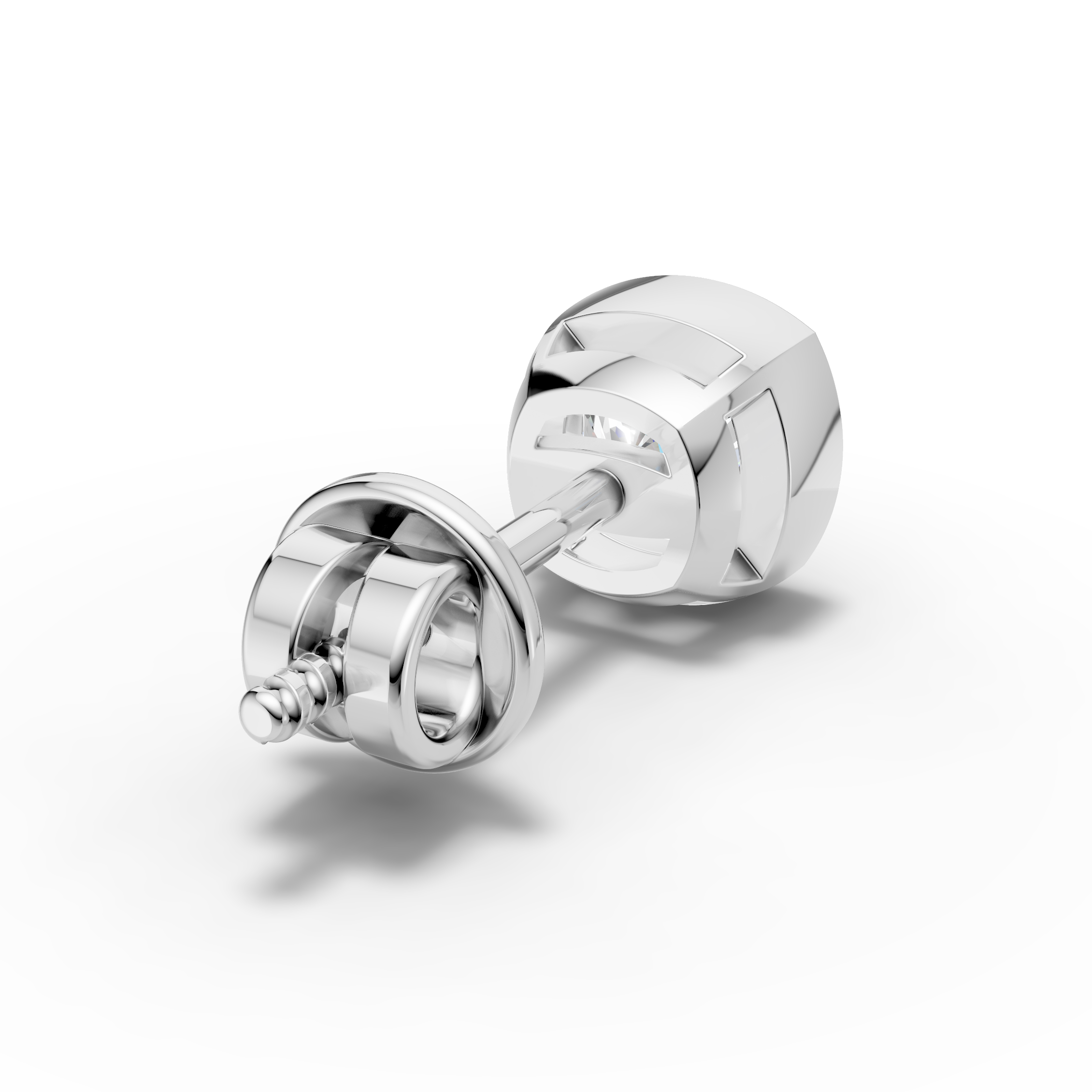 Cushion Square Shaped Bezel Setting Earring ( 1 PC)