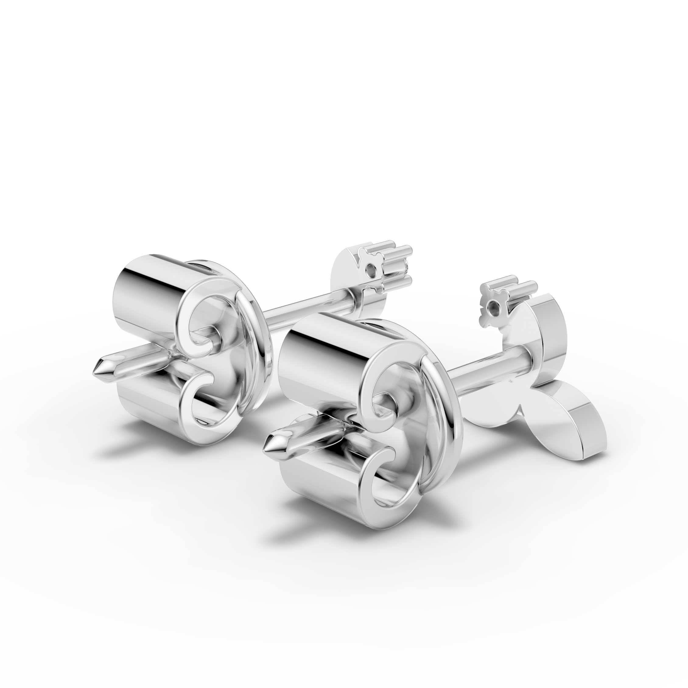 925 Sterling Silver Petal Bloom Diamond Stud Earrings