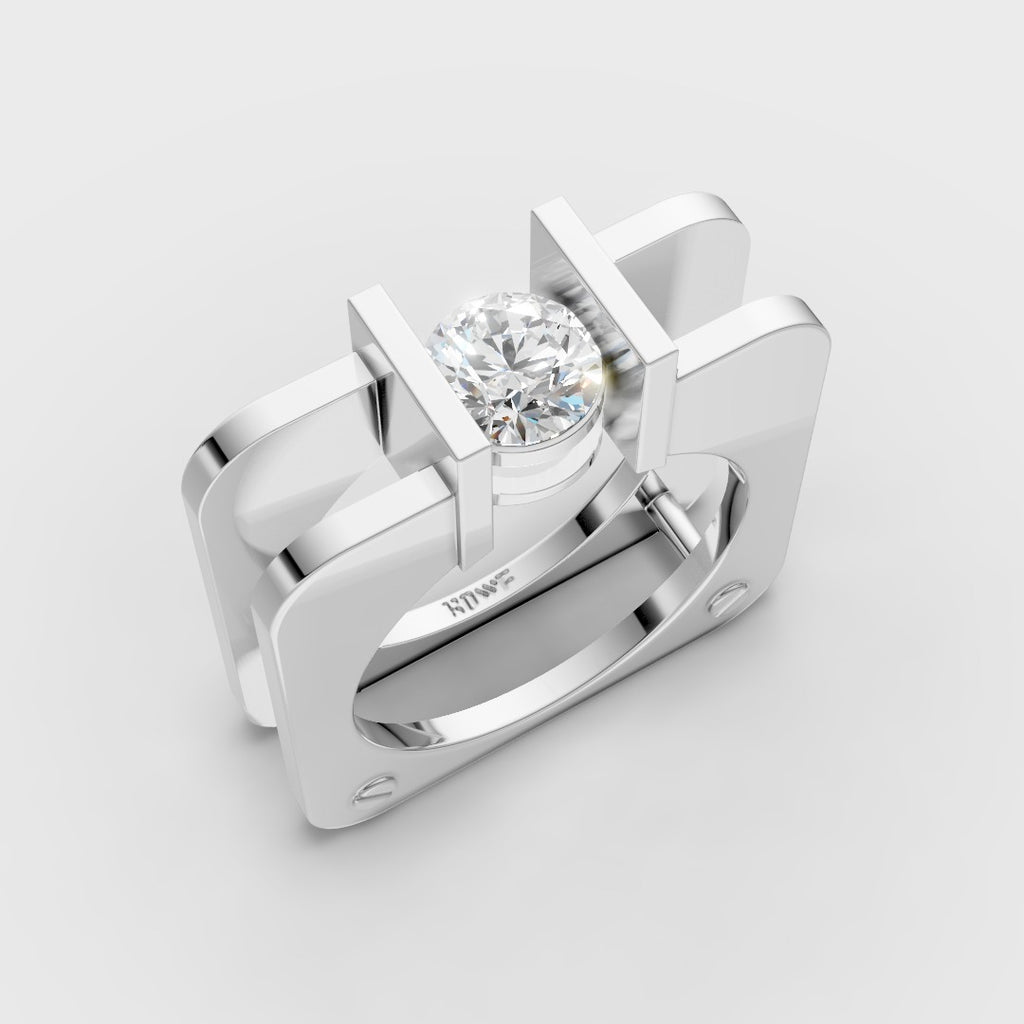 Modern Square Solitaire Ring