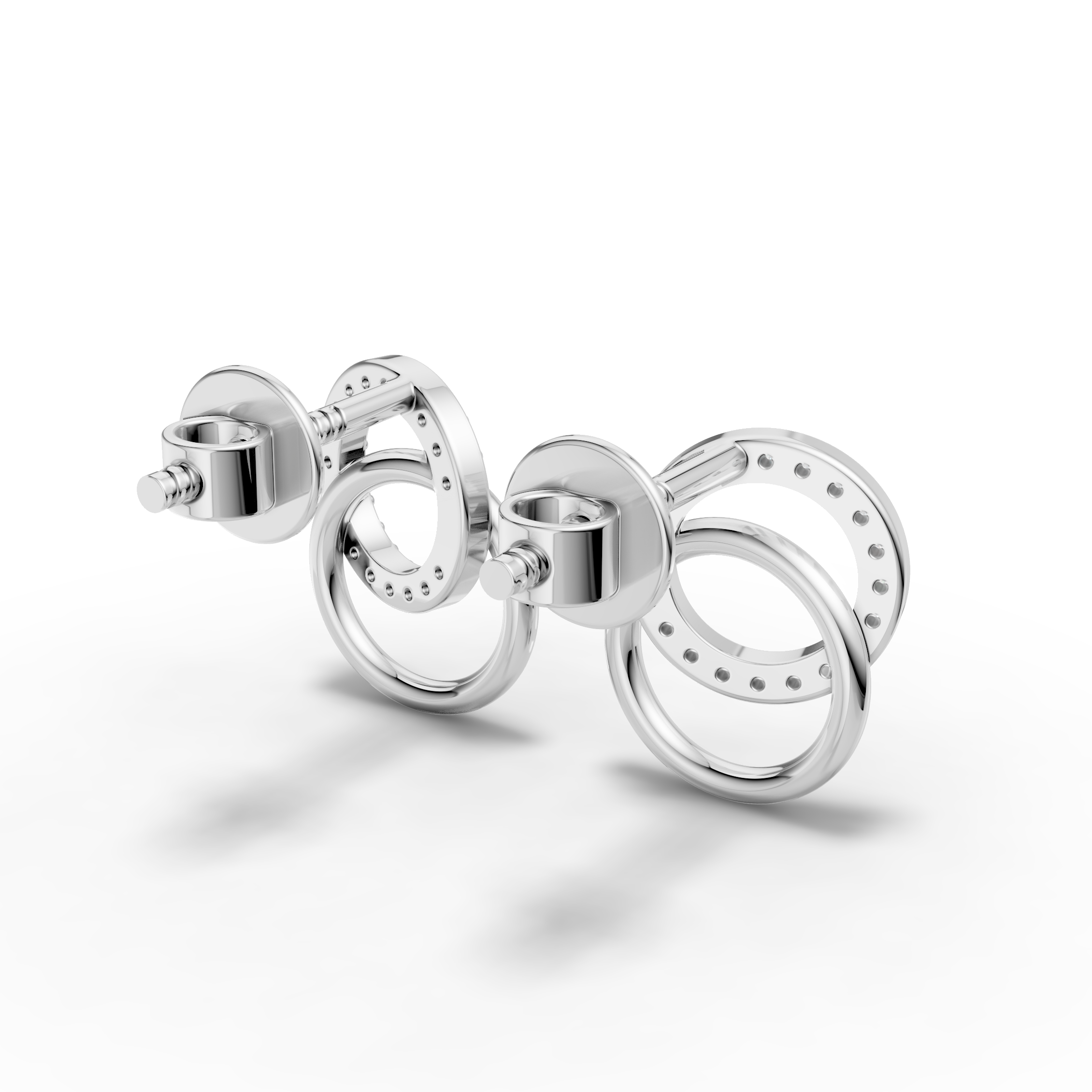 925 Sterling Silver Interlocking Circle Diamond Drop Earrings