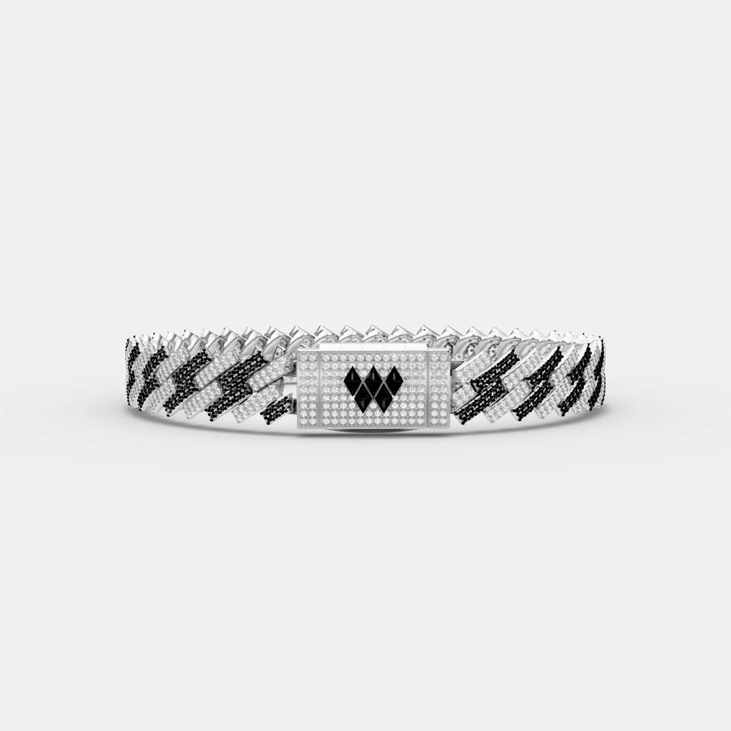 10MM Iced Black & White Cuban Bracelet