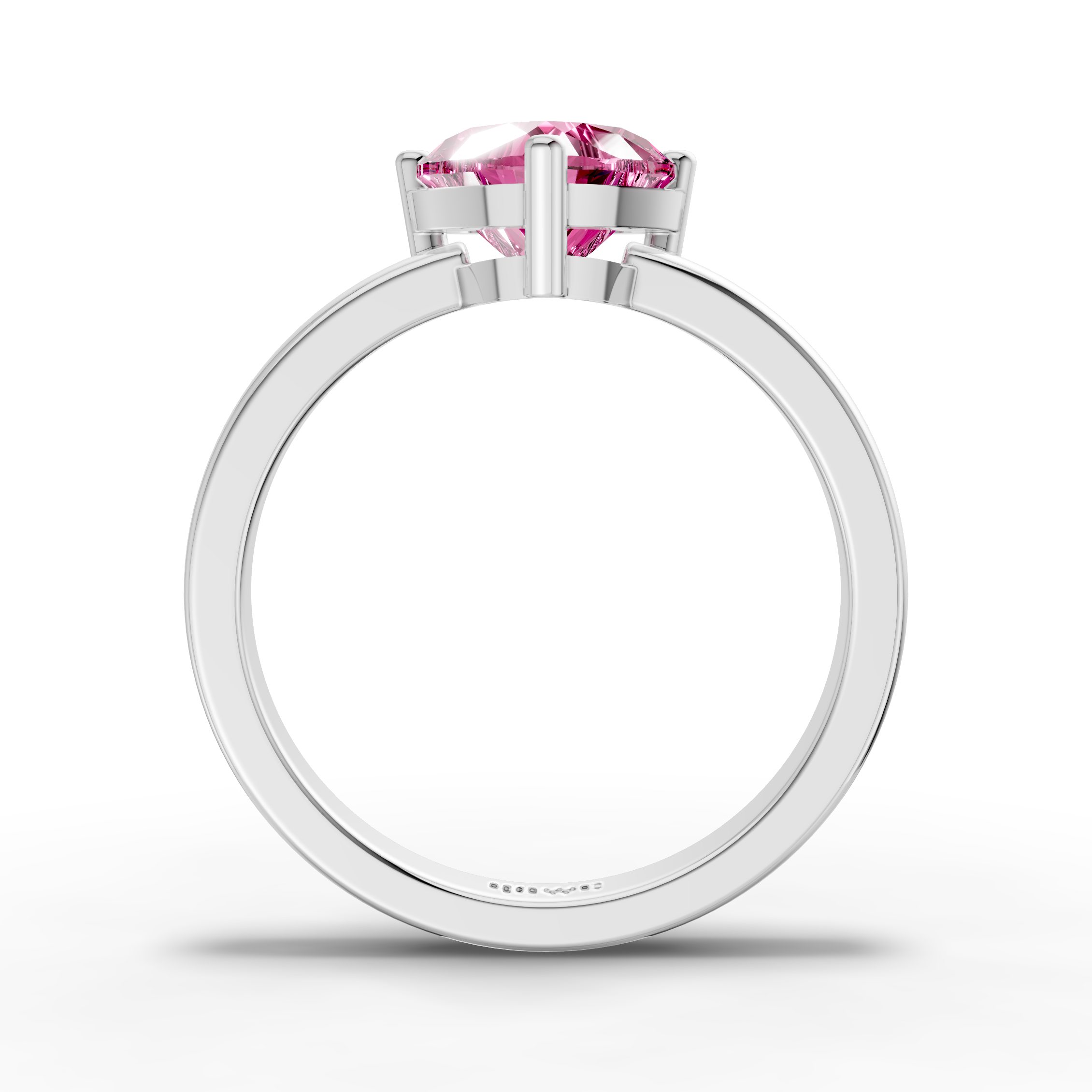 Pink Heart Solitaire Ring For Women