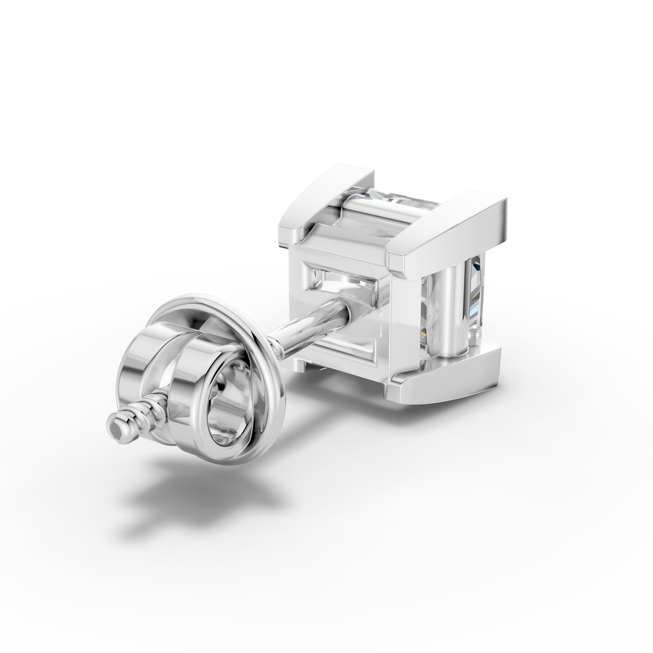Princess Shaped Square Prong Setting Earring ( 1 PC )
