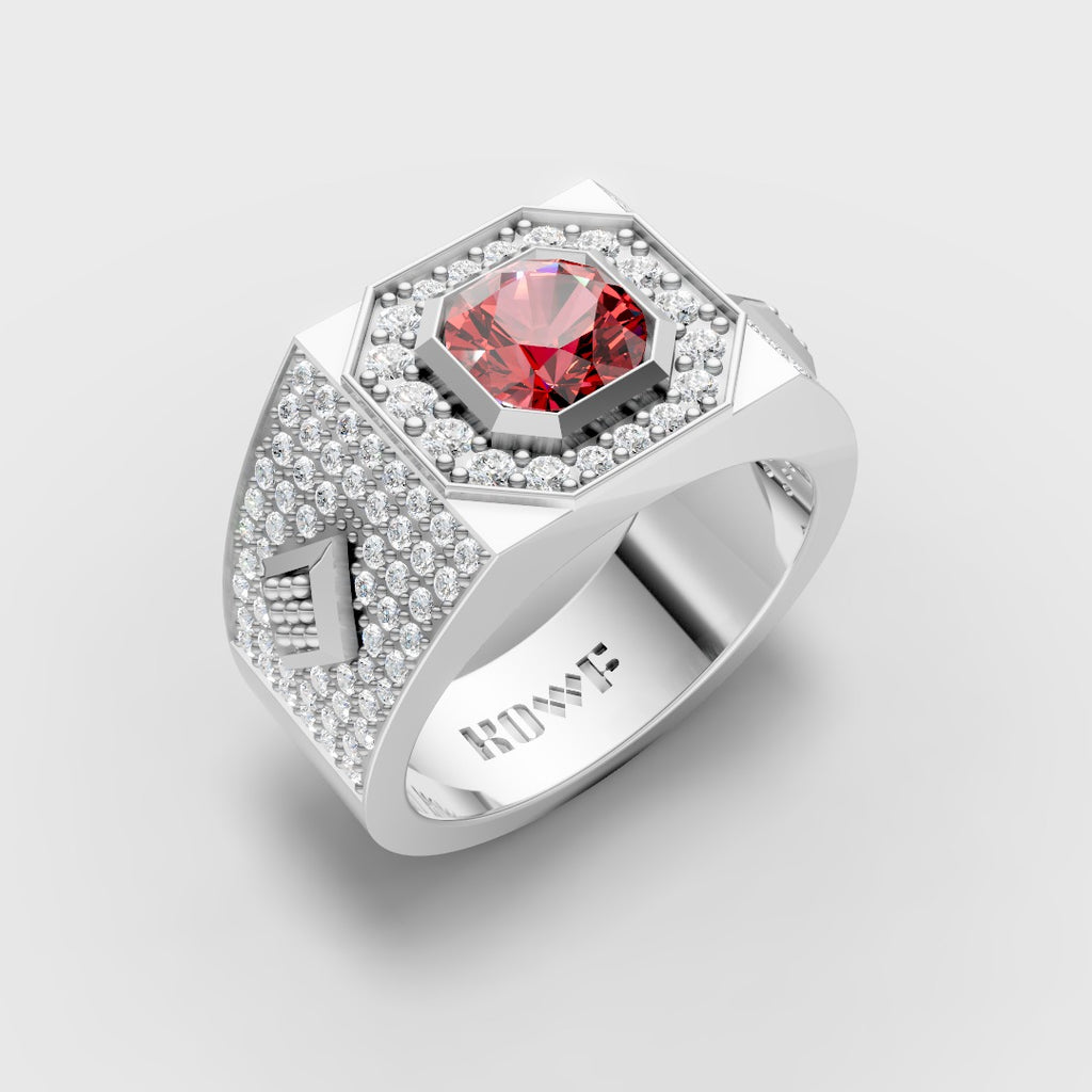 Brilliance with Blood-Red Center Stone Ring