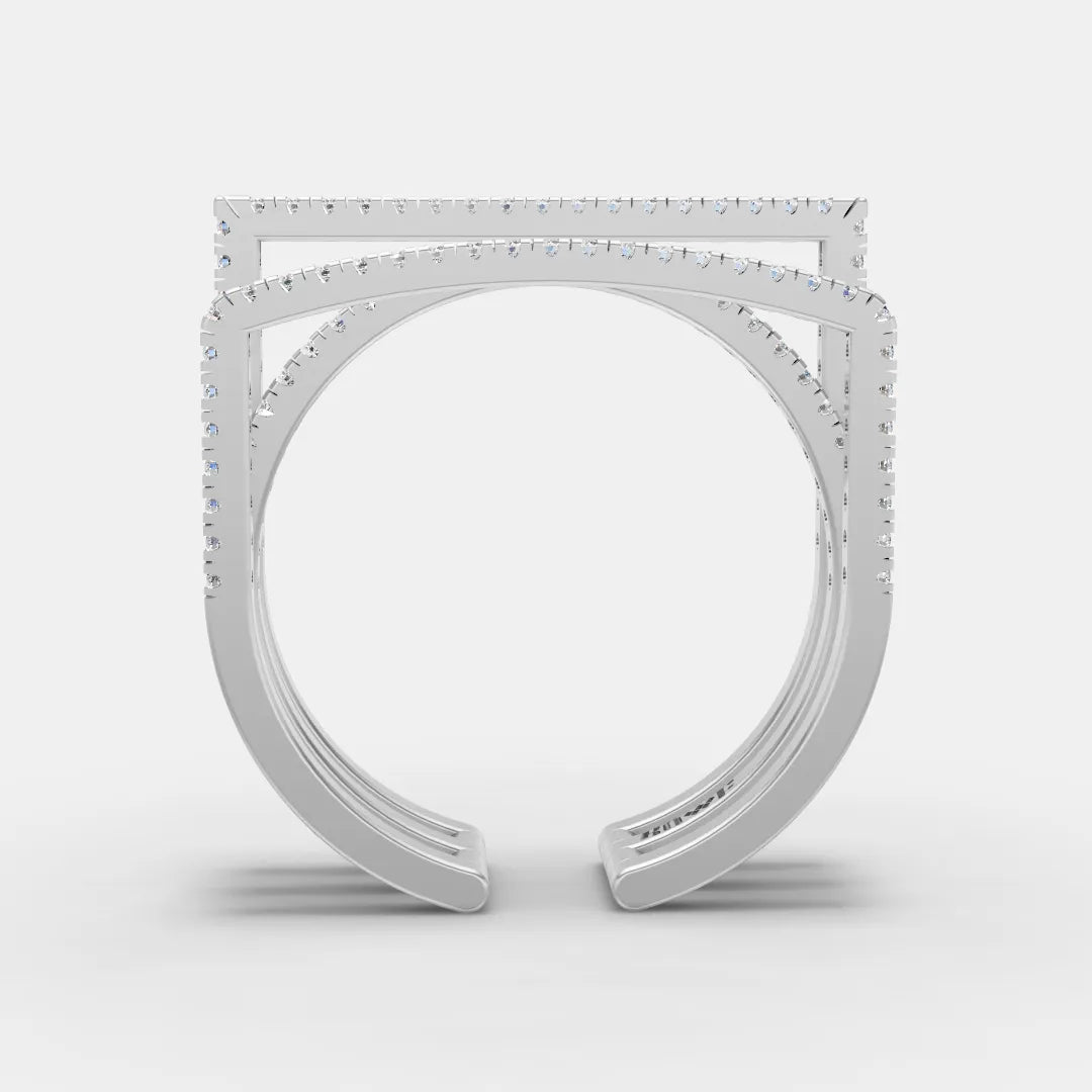 925 Sterling Silver Designer Moissanite Diamond Ring