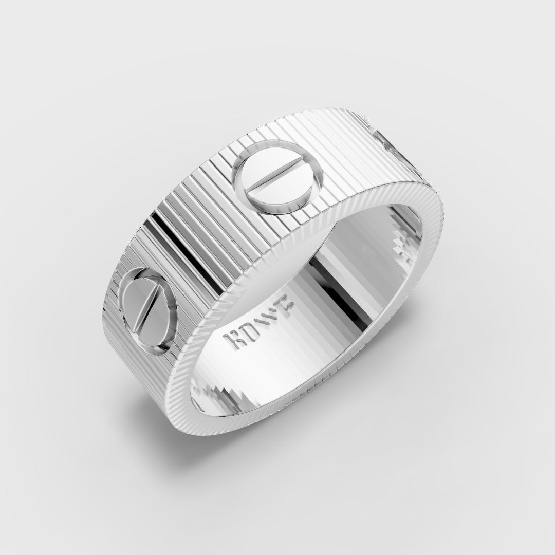 925 Sterling Silver Screw-Motif Ring