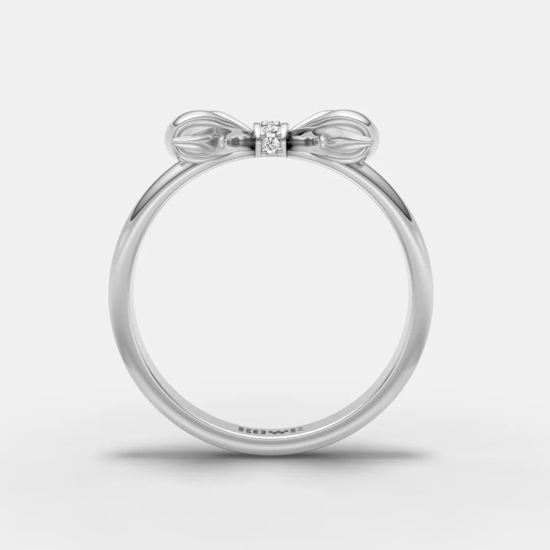 925 Sterling Silver Bow Moissanite Diamond Ring