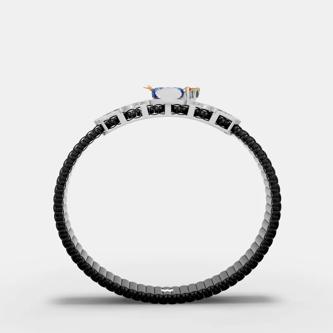 925 Silver Khodal Maa Bracelet With Moissanite Diamond