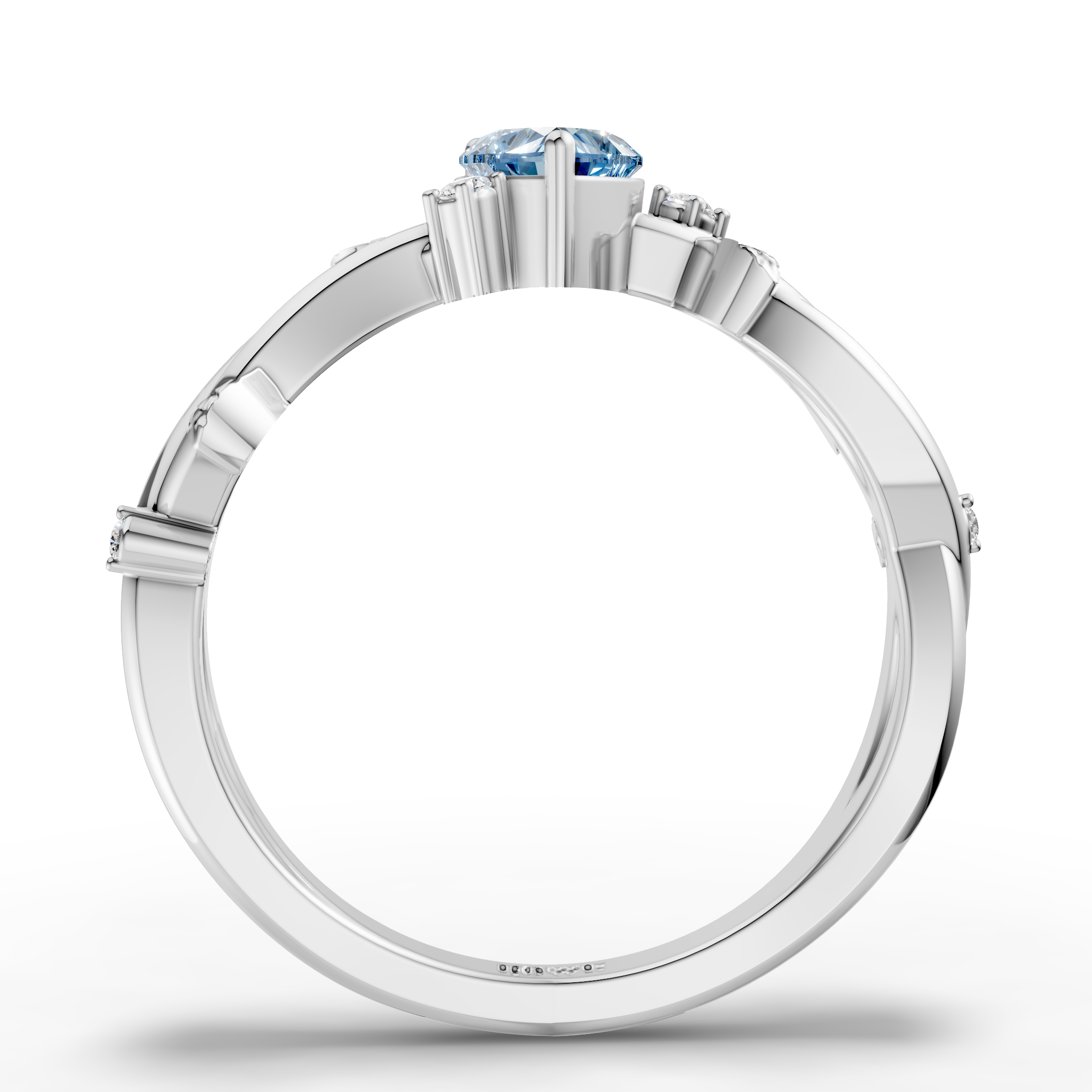 Blue Heart Solitaire Ring