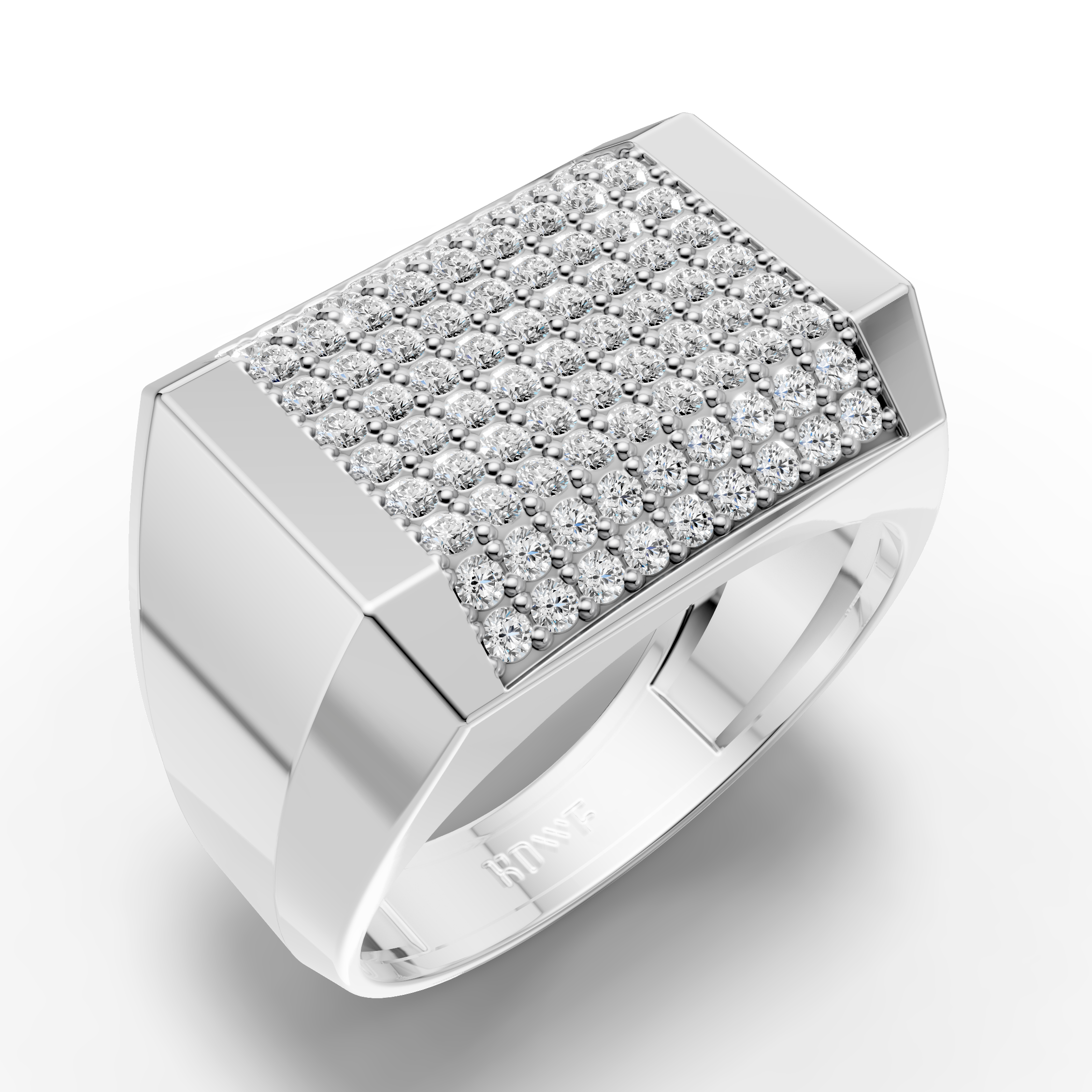 925 Sterling Silver Diamond Grid Moissanite Diamond Ring